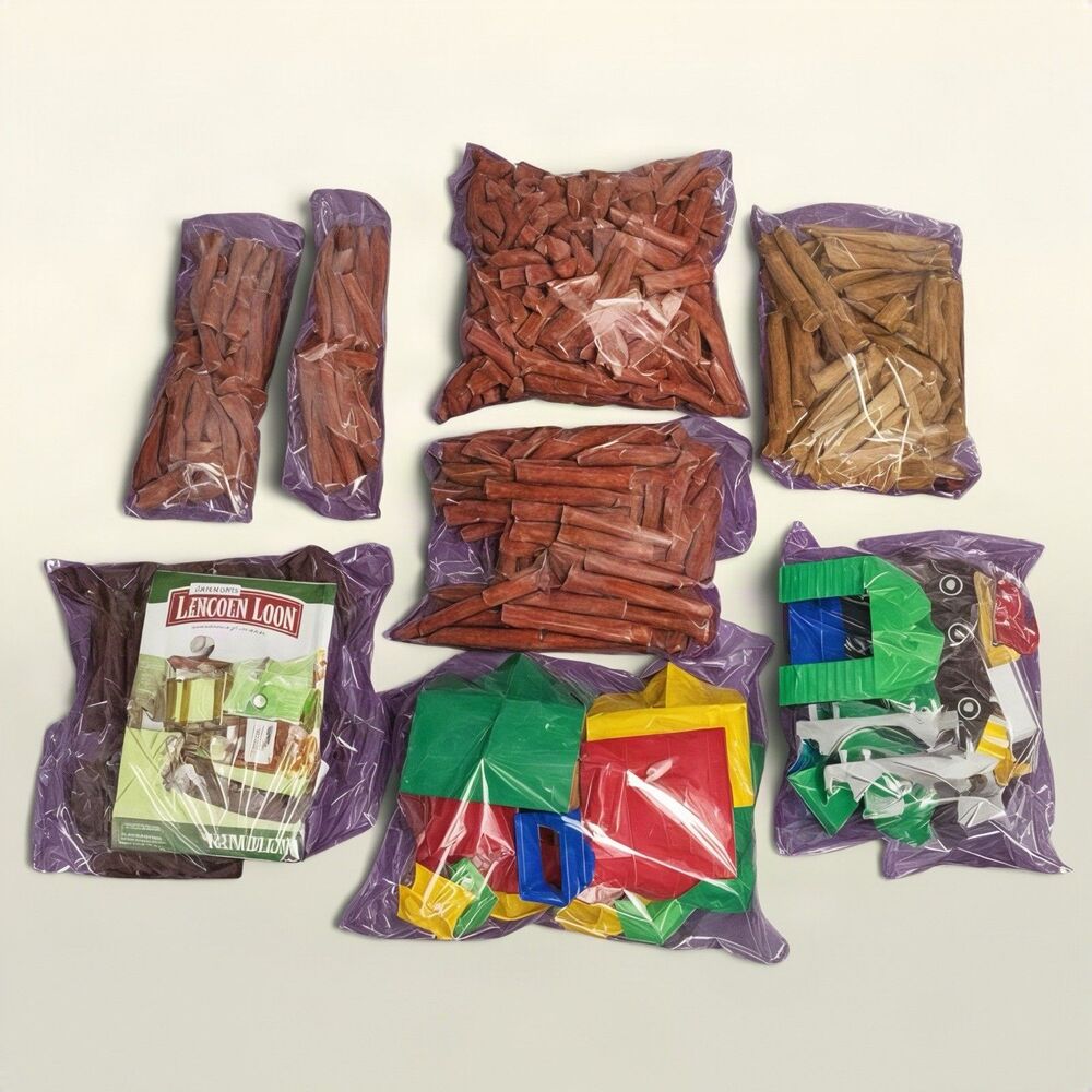 HUGE Lincoln Logs Lot 660+ Pcs Sawmill Express Train Set Wood & Plastic K’nex